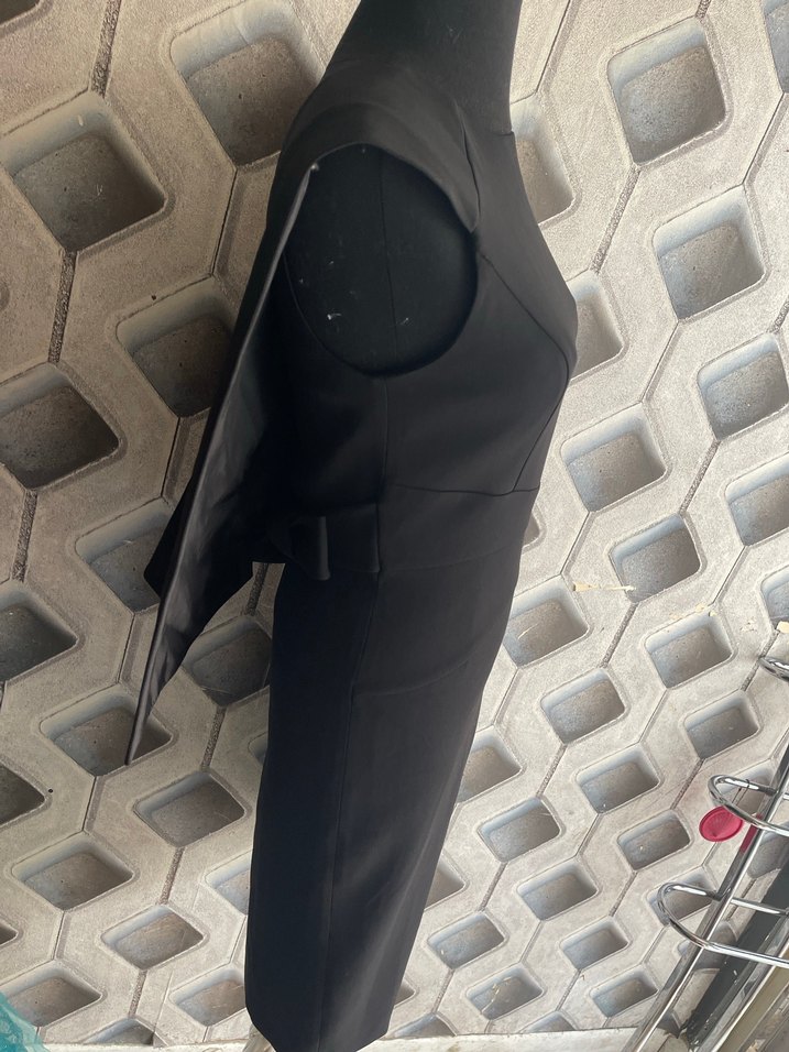 Siyah Drapeli Kadın Ofis Elbisesi - Görsel 5