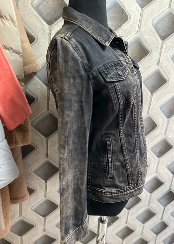 s Beden kahverengi Renk Düğmeli gri Kadın Denim Ceket
