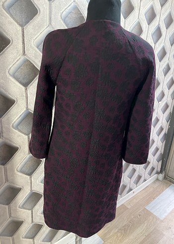 Düğmeli Mor Uzun Kadın Kaban - Görsel 4