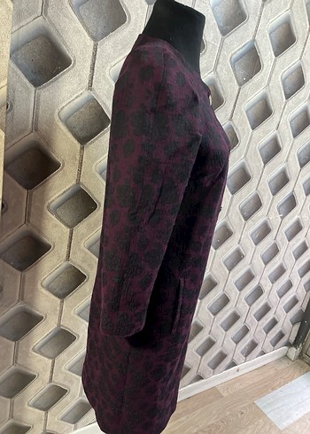 Düğmeli Mor Uzun Kadın Kaban - Görsel 5