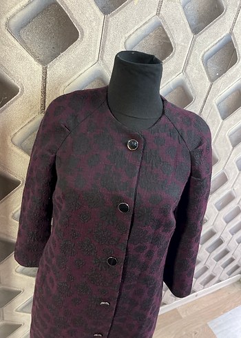 Düğmeli Mor Uzun Kadın Kaban - Görsel 2