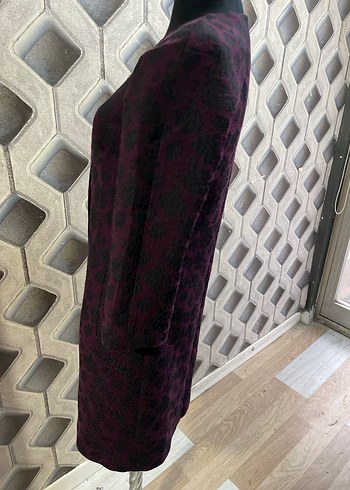 Düğmeli Mor Uzun Kadın Kaban - Görsel 3