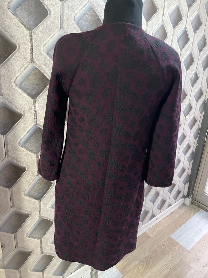 Düğmeli Mor Uzun Kadın Kaban - Görsel 4