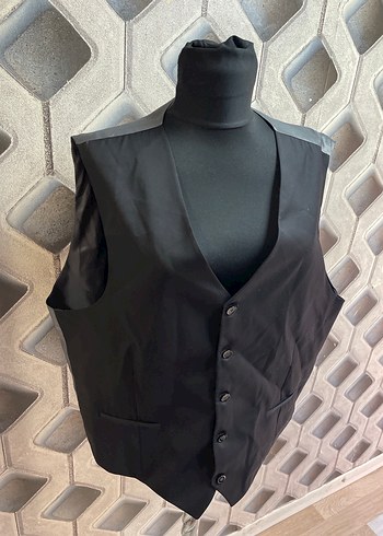 Düğmeli Siyah Erkek Yelek, Notch Yaka, Regular Fit - Görsel 2