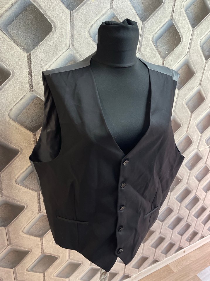 Düğmeli Siyah Erkek Yelek, Notch Yaka, Regular Fit - Görsel 2