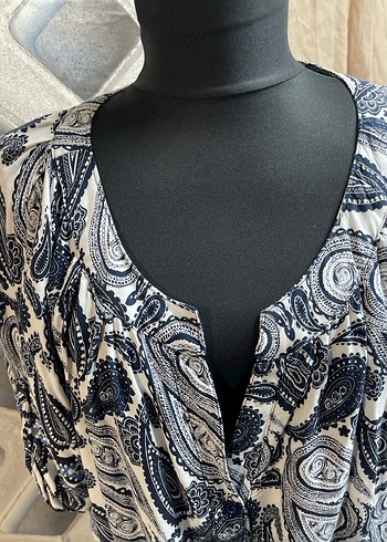 Bohem V Yaka Uzun Desenli  Bluzu - Görsel 2