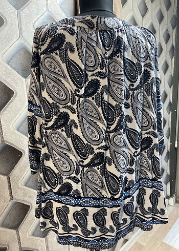 Bohem V Yaka Uzun Desenli  Bluzu - Görsel 4