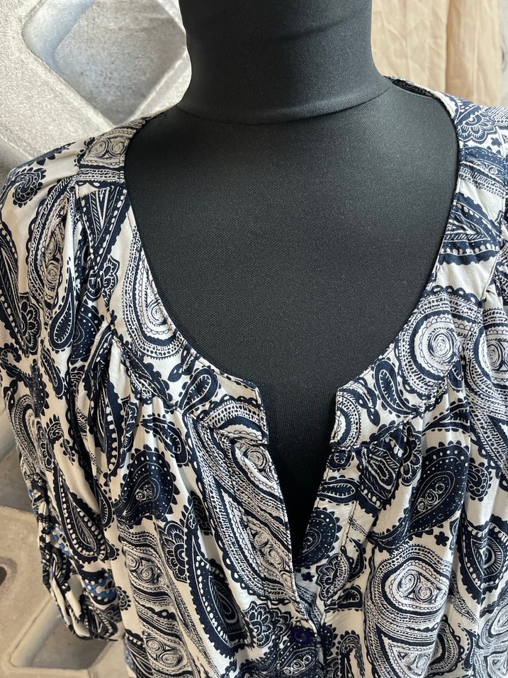 Bohem V Yaka Uzun Desenli  Bluzu - Görsel 2