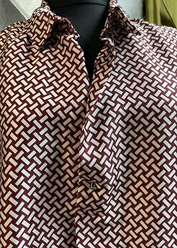 Bordo Desenli Gömlek - Görsel 3