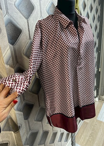 Bordo Desenli Gömlek - Görsel 2