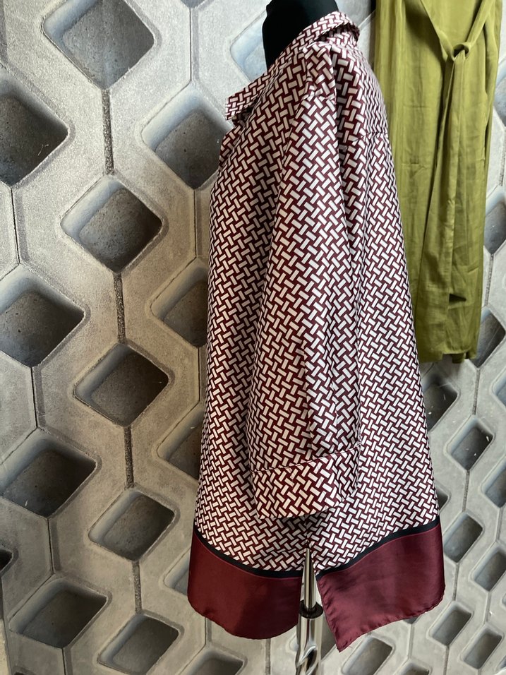 Bordo Desenli Gömlek - Görsel 4