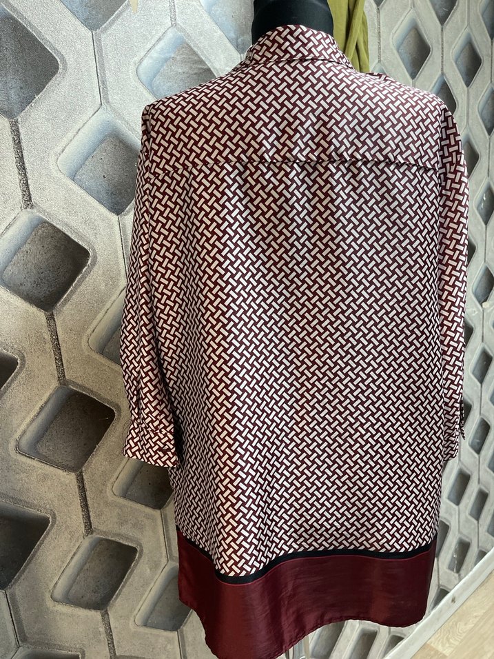 Bordo Desenli Gömlek - Görsel 5