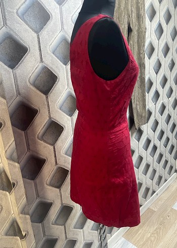 Bordo Kolsuz Midi Kalem Elbise - Görsel 5