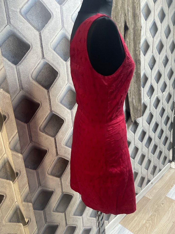 Bordo Kolsuz Midi Kalem Elbise - Görsel 5