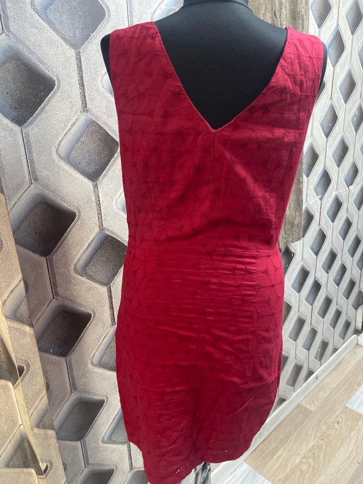 Bordo Kolsuz Midi Kalem Elbise - Görsel 4