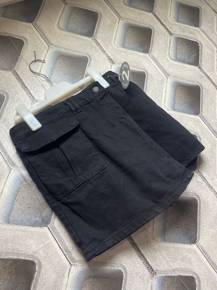 Siyah Kot Kemerli Mini Etek 11/12 yaş çocuk için - Görsel 2