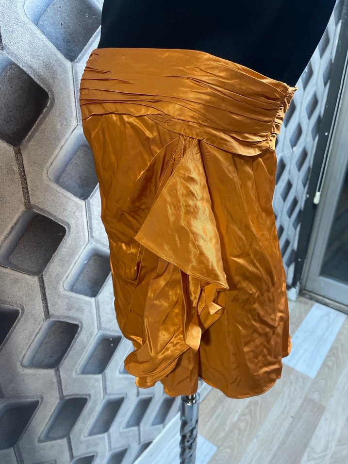 Turuncu Drapeli Straplez Mini Elbise Mint marka - Görsel 2