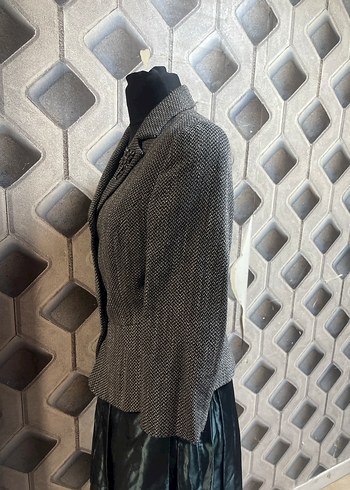 Düğmeli Gri siyah Kadın Blazer Ceket - Görsel 3