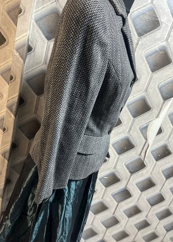 Düğmeli Gri siyah Kadın Blazer Ceket - Görsel 5