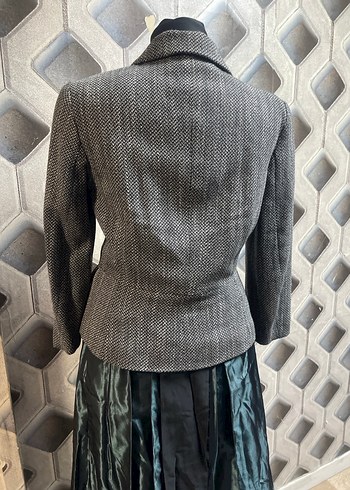 Düğmeli Gri siyah Kadın Blazer Ceket - Görsel 4