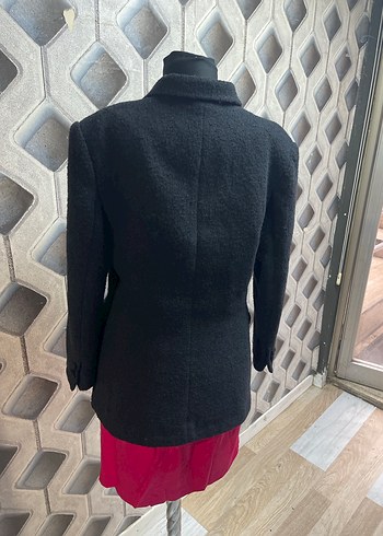 Düğmeli Siyah Kadın Yün Blazer Ceket - Görsel 4