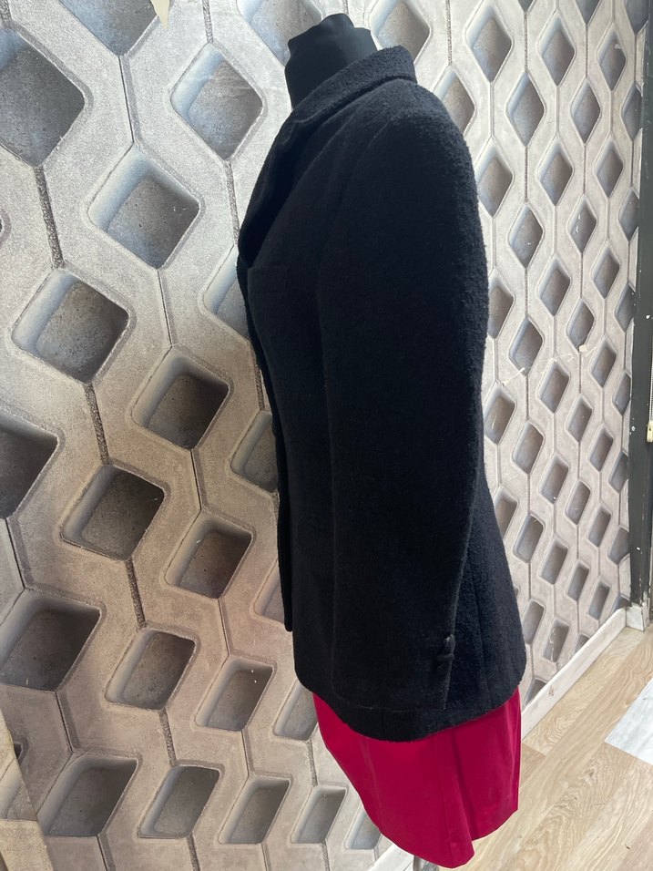 Düğmeli Siyah Kadın Yün Blazer Ceket - Görsel 3