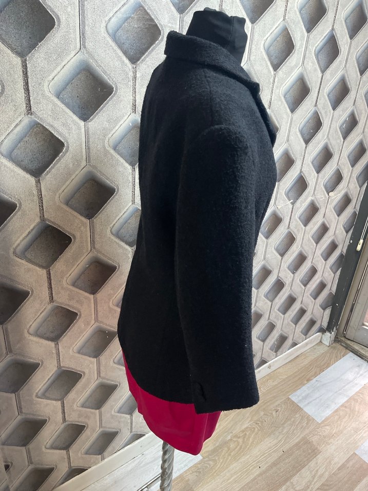 Düğmeli Siyah Kadın Yün Blazer Ceket - Görsel 5