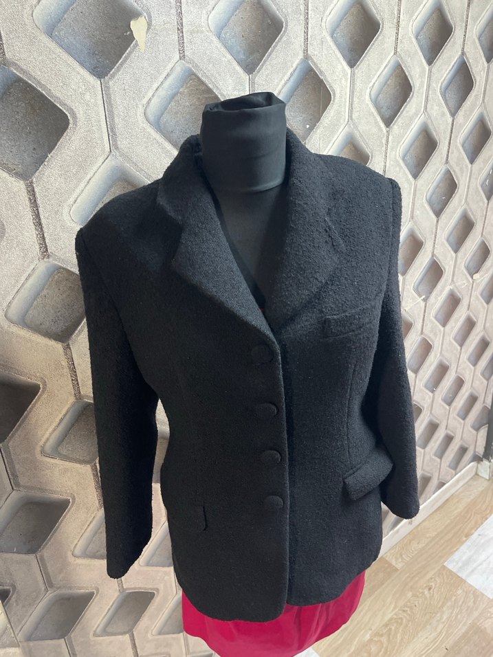 Düğmeli Siyah Kadın Yün Blazer Ceket - Görsel 2