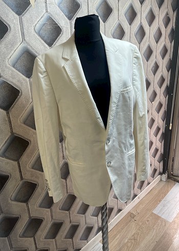 Düğmeli Beyaz Erkek Ceket - Görsel 3