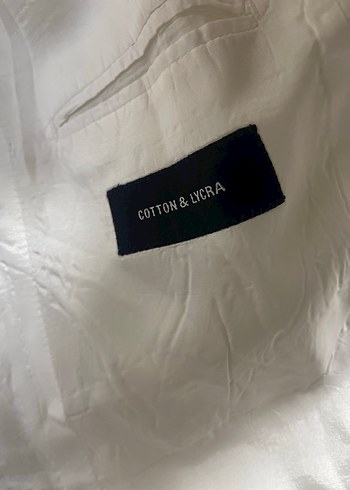 Düğmeli Beyaz Erkek Ceket - Görsel 6