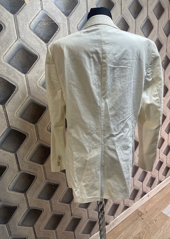 Düğmeli Beyaz Erkek Ceket - Görsel 5