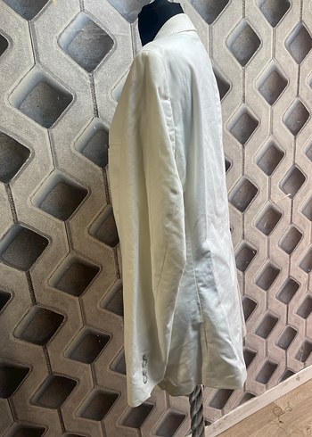 Düğmeli Beyaz Erkek Ceket - Görsel 4