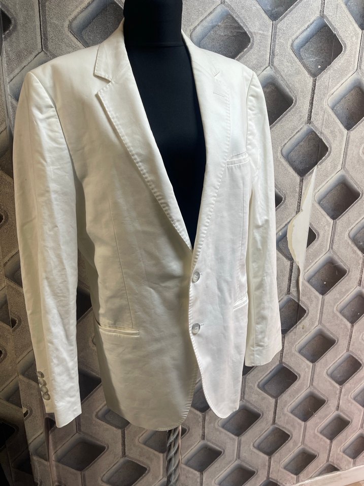 Düğmeli Beyaz Erkek Ceket - Görsel 2