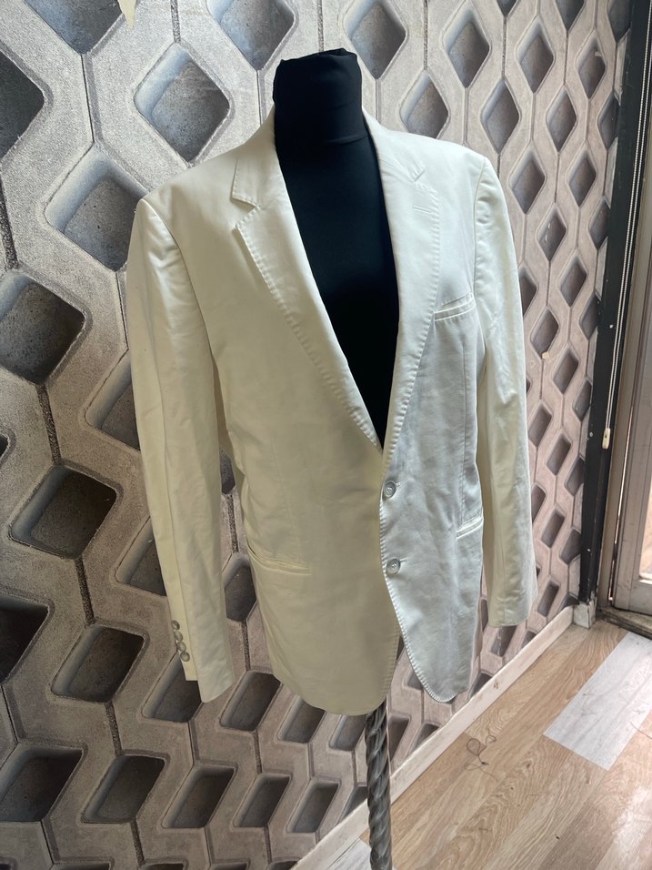 Düğmeli Beyaz Erkek Ceket - Görsel 3