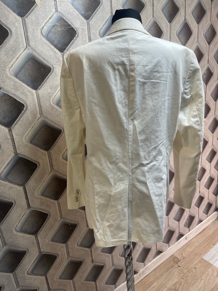 Düğmeli Beyaz Erkek Ceket - Görsel 5