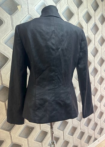 Kadın siyah çizgili Düğmeli Ofis Blazer Ceket - Görsel 3