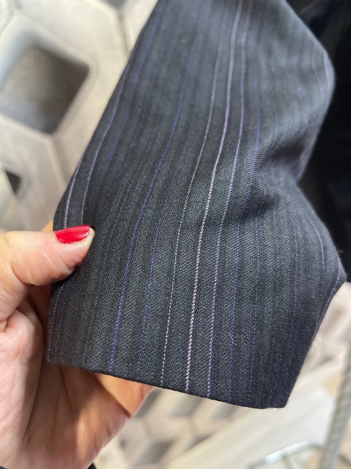 Kadın siyah çizgili Düğmeli Ofis Blazer Ceket - Görsel 4