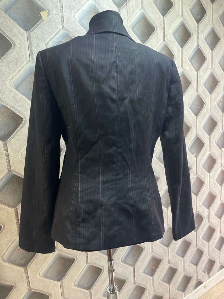 Kadın siyah çizgili Düğmeli Ofis Blazer Ceket - Görsel 3