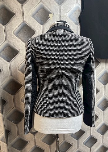 Düğmeli Siyah Desenli Kadın Blazer Ceket - Görsel 4