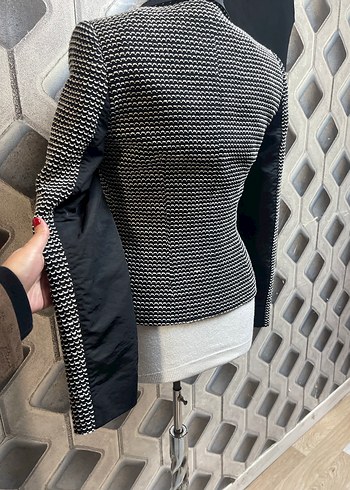 Düğmeli Siyah Desenli Kadın Blazer Ceket - Görsel 5