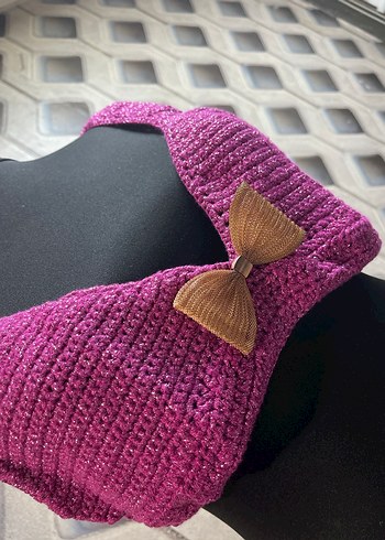 Mor Bohem Tarzı Örgü Büstiyer - Görsel 2