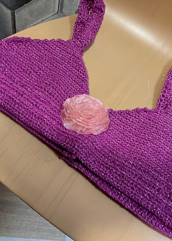 Pembe Örgü Askılı Büstiyer - Görsel 2