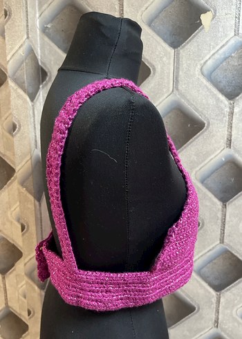 Pembe Örgü Askılı Büstiyer - Görsel 6