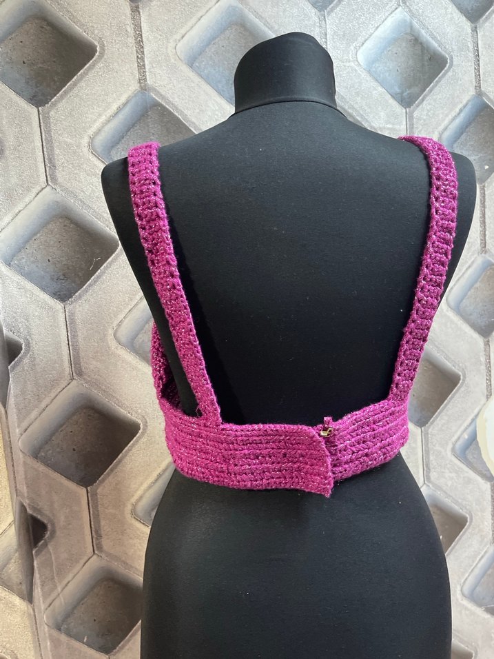 Pembe Örgü Askılı Büstiyer - Görsel 4