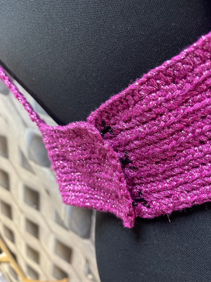 Pembe Örgü Bohem Mini Büstiyer - Görsel 5