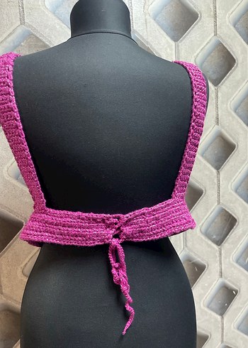 Mor Örgü Mini Büstiyer - Görsel 4