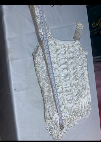 m Beden beyaz Renk Dantel Detaylı Bohem Kadın Kolsuz Bluz