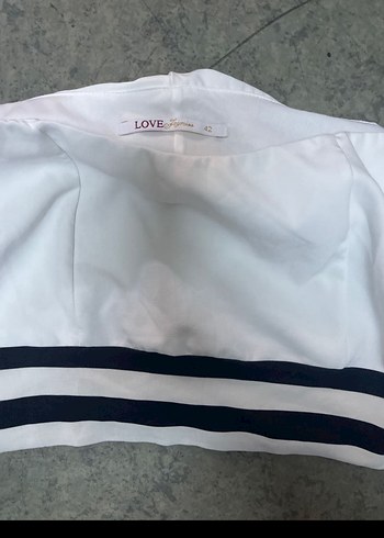 42 Beden Çizgili crop bluz