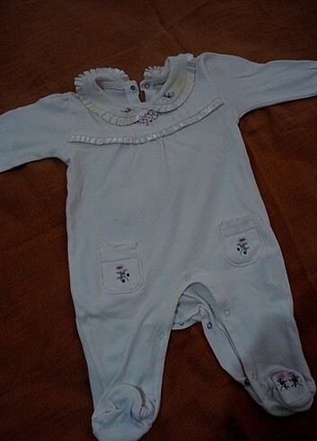 6 Ay Beden beyaz Renk Kız bebek tulum 