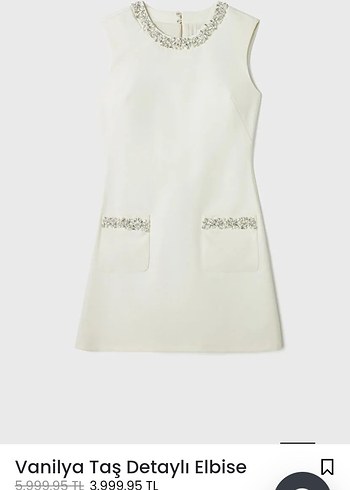 ADL Beyaz Taş Detaylı Mini Elbise - Görsel 4